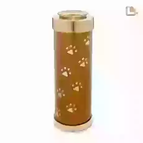 Tall Bronze Candle Urn with Paw Prints